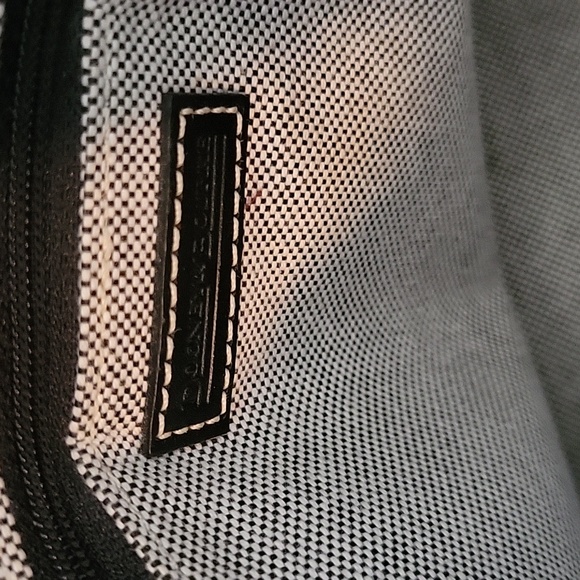 Dooney & Bourke Gray Canvas Black Leather Trim Satchel Shoulder Bag - Picture 13 of 16